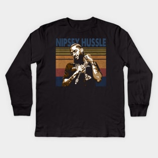 Nipsey Hussle Unveiled Portraits Of A Street Philanthropist Kids Long Sleeve T-Shirt